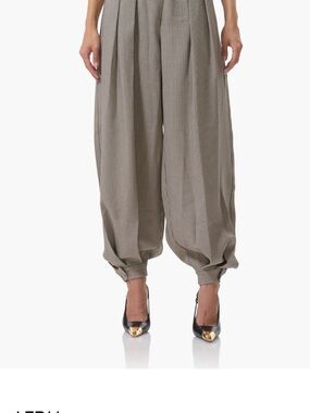 AFRM Wide-Leg Pleated Houndstooth Pants - Beige/Black